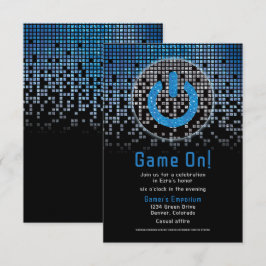 Blue Black Video Game Gamer Bar Mitzvah Begleitkarte