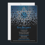 Blue Black Video Game Gamer Bar Mitzvah Einladung<br><div class="desc">Blauer, schwarzer und grauer (grauer) Pixel-Gamer oder Videospiel Bar Mitzvah Einladung. Dieses nicht-traditionelle Gamer inspiriert Video-Gaming-Design verfügt über einen jüdischen Star of David. Ganz oben auf der Einladung stehen auch blaue und graue (graue), regnende oder kaskadierende Computer-Pixel im digitalen Stil. Die Schriftart sind Techno-Computerstil. Unten ist Binärkode für mehr High-Tech-Stil....</div>