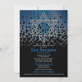 Blue Black Video Game Gamer Bar Mitzvah Einladung