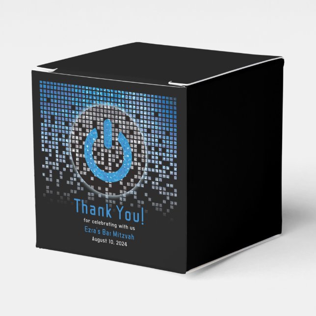 Blue Black Video Game Gamer Bar Mitzvah Geschenkschachtel (Vorderseite)