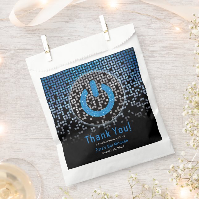 Blue Black Video Game Gamer Bar Mitzvah Geschenktütchen (Ausgeschnitten)