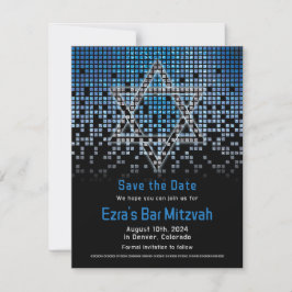 Blue Black Video Game Gamer Bar Mitzvah Save The Date
