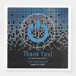 Blue Black Video Game Gamer Bar Mitzvah Serviette