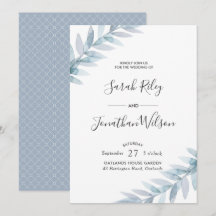 Blue Blätter Blätter Hochzeitseinladung