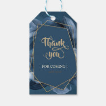 Blue Blätter Gold Frame Wedding Vielen Dank
