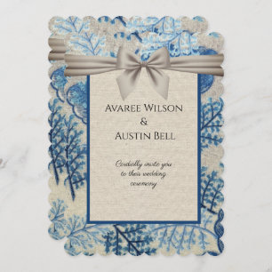 Blue Blätter Hessian Paper Wedding