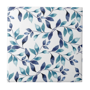 Blue Blätter Keramik Tile Fliese