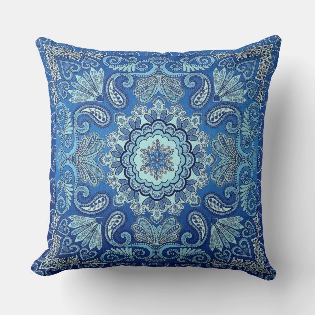 Blue Blendung Bandana Design Country Kissen (Vorderseite)