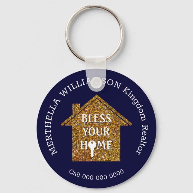 Blue BLESS DEINE ZUHAUSE Real Anwesen Realtor Schl Schlüsselanhänger (Vorderseite)