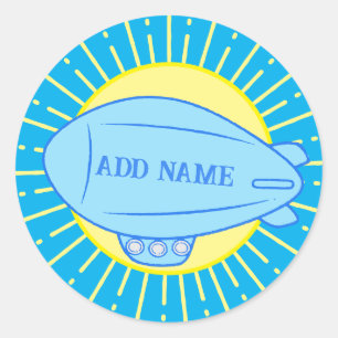 Blue Blimp Balloon Custom Runder Aufkleber