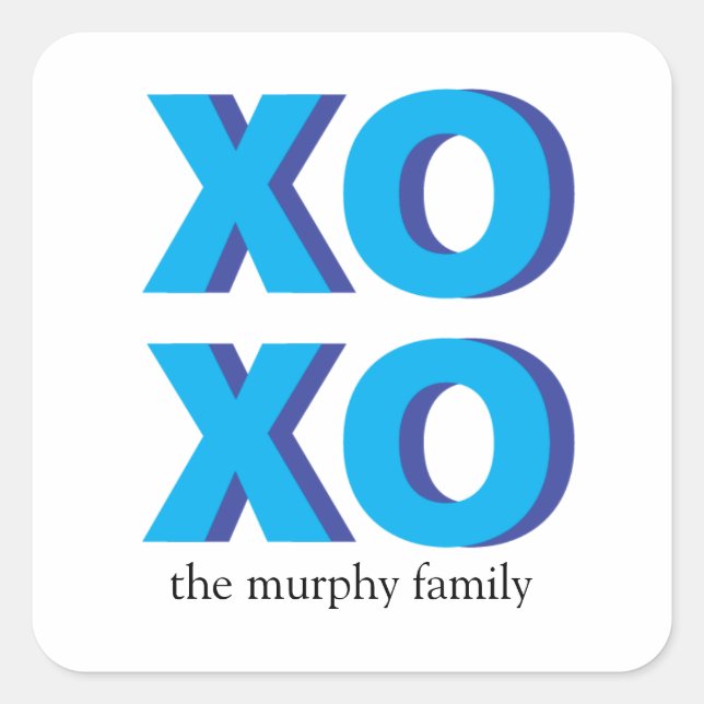 Blue Block Letters XOXO Stickers (Vorderseite)