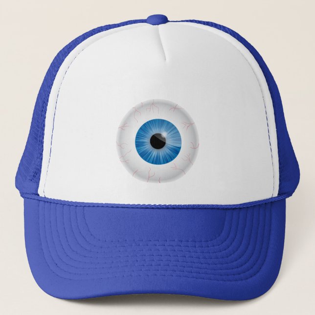 Blue Bloodshot Eyeball Hat Truckerkappe (Vorderseite)
