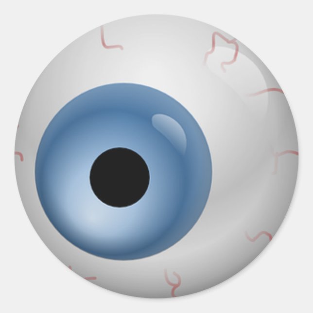 Blue Bloodshot Zombie Eyeball Halloween Runder Aufkleber (Vorderseite)