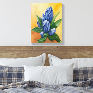 "Blue Bloom" - Aquarellfarben-Blütenkanvas drucken Leinwanddruck