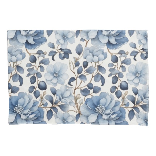  Blue Bloom – Floral Pillowcase Kissenbezug (Vorderseite)