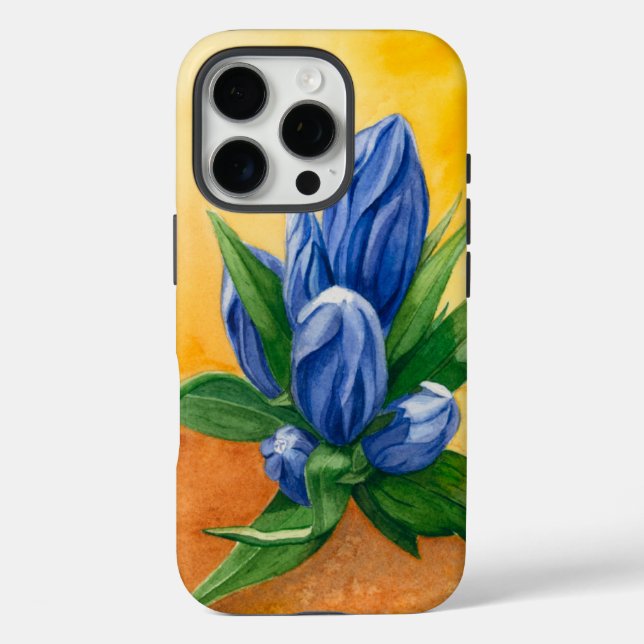 Blue Bloom iPhone 16 Pro Fall - Botanische Kunst Hülle (Rückseite)