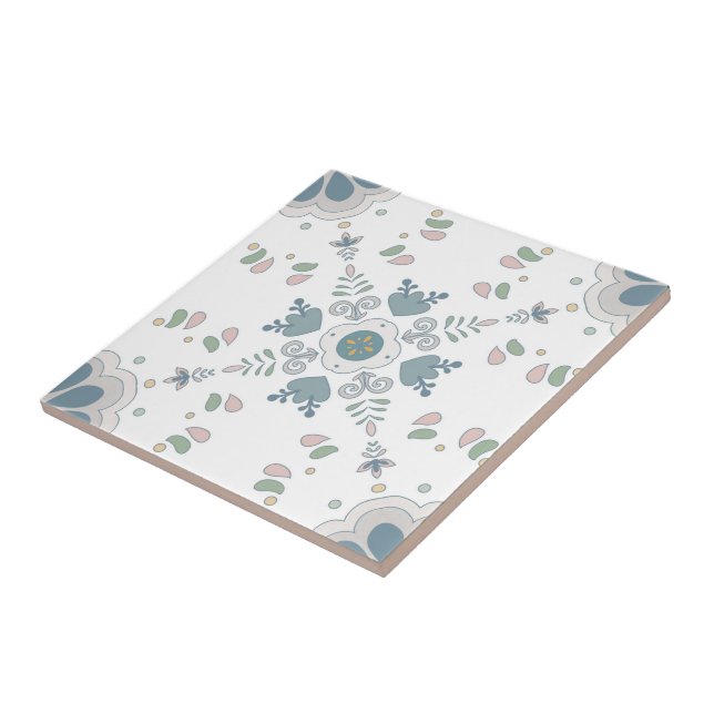 Blue Bloom Mandala Tile Fliese (Seite)