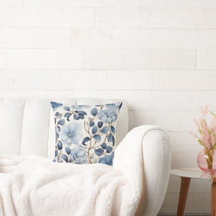 Blue Bloom Reverie – Florales Duvet-Cover-Akzent Kissen