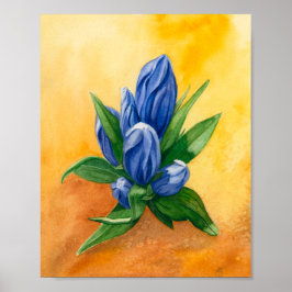 "Blue Bloom" von Ramedious - Wasserfarbenflorale K Poster
