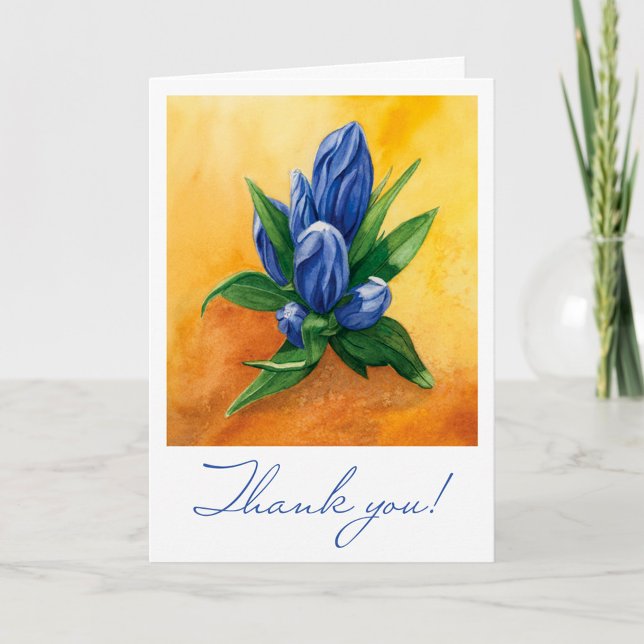 Blue Bloom Watercolor Art - Faltblatt Danke Karte (Von Creator hochgeladen)