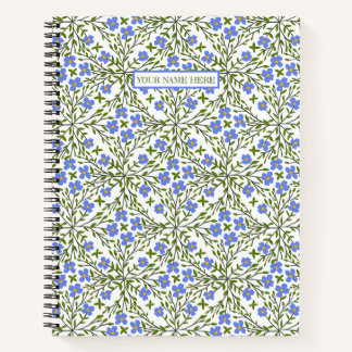 Blue Blooms Ditsy Floral Pattern Notizbuch