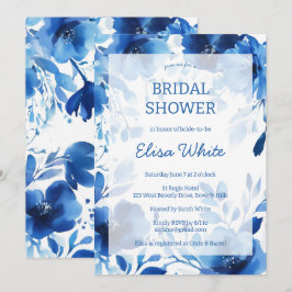 Blue Blooms Watercolor Brautparty CUSTOM Einladung