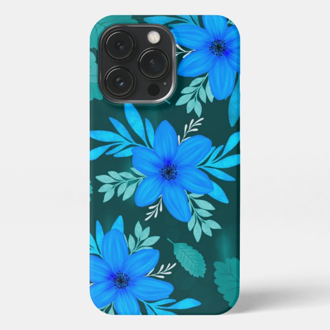 Blue Blossom Elegance iPhone Cover iPhone 13 Pro Hülle (Rückseite)