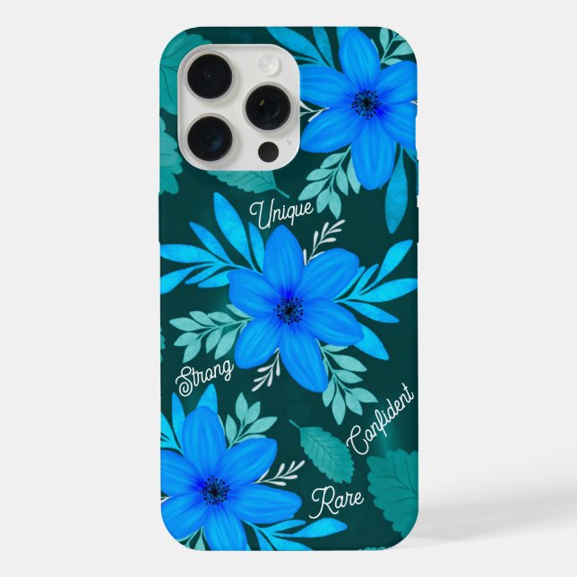 Blue Blossom Stärke iPhone Cover 15 Pro Max Hülle (Rückseite)