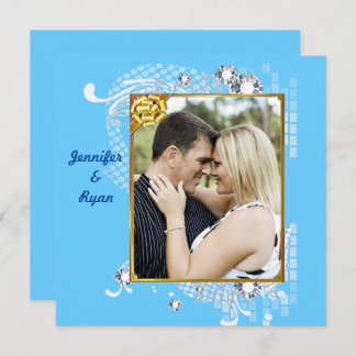 Blue Blue Blue Background mit Diamonds & Frame Wed Einladung