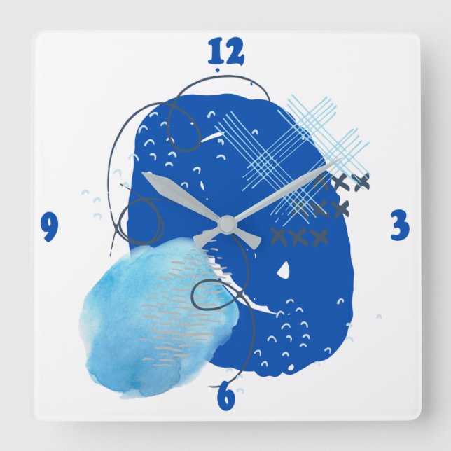 Blue Blue Blue North Abstrakt Quadratische Wanduhr (Vorderseite)