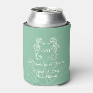 Blue Blue Seepferd Beach Wedding Monogram Dosenkühler