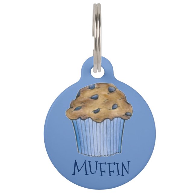 Blue Blueberry Backwaren Muffin Personalisiert Tiernamensmarke (Vorderseite)