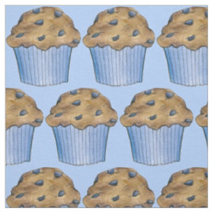 Blue Blueberry Muffin Muffins Breakfast Fabric Stoff