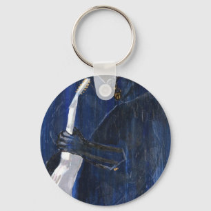 Blue Blues Guitar Player Malerei Acryl Schlüsselanhänger