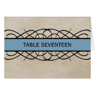 Blue Blüh Border Tischnummer Card