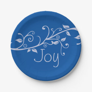 Blue Blüh Joy Weihnachts Party Paper Plate Pappteller