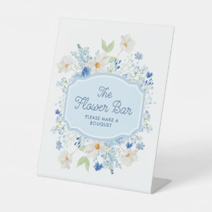 Blue Blume Bar Brautparty Pedestal Zeichen Sockelschild