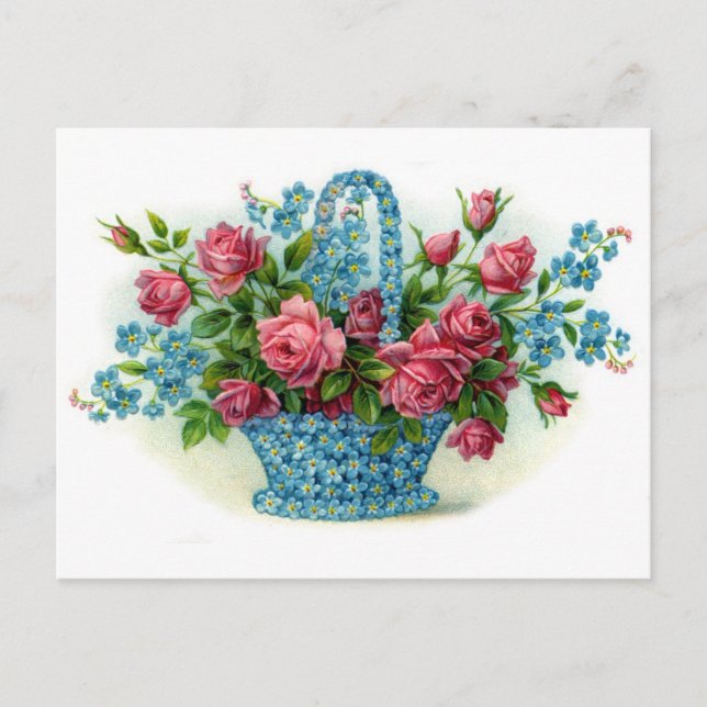 Blue Blume Basket Postkarte (Vorderseite)