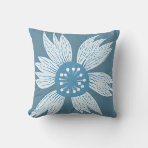 Blue Blume Bloom Modern Kissen