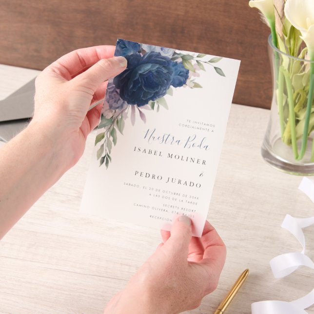Blue Blume Bouquet Nuestra Boda Spanish Wedding (Handgehalten)