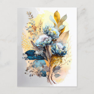 Blue Blume Bouquet Postcard Postkarte