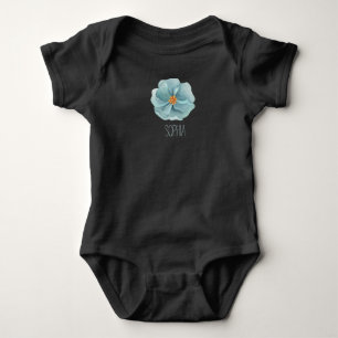 Blue Blume, Custom Black baby Girl Strampler