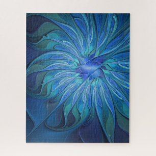 Blue Blume Fantasy Pattern, Abstraktes Fraktal Art