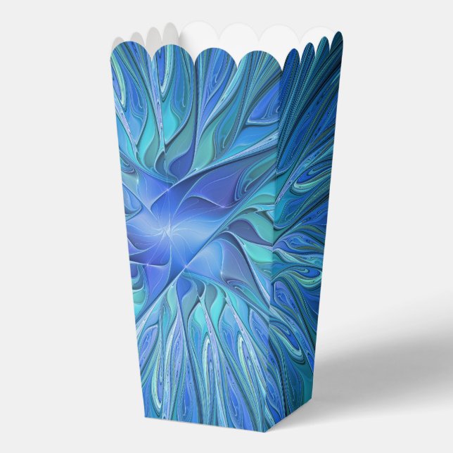 Blue Blume Fantasy Pattern, Abstraktes Fraktal Art Geschenkschachtel (Vorderseite)