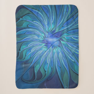 Blue Blume Fantasy Pattern, Abstraktes Fraktal Art Sherpadecke