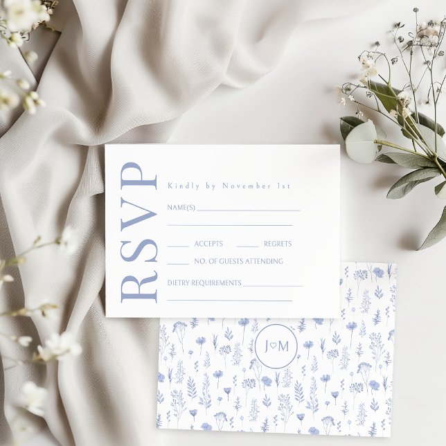 Blue Blume Gargen Wedding RSVP Response Card Karte (Von Creator hochgeladen)
