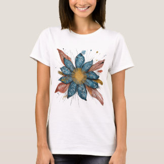 Blue Blume Graphic - HandGezeichnet Blumenkunst T-Shirt