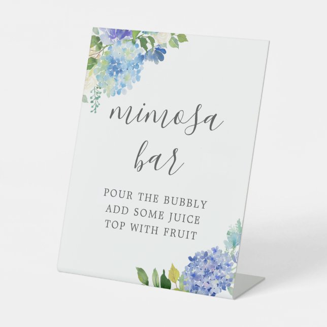 Blue Blume Hydrangea Mimosa Bar Sign Sockelschild (Vorderseite)