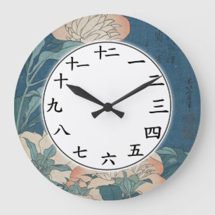 Blue Blume Japanisch oder Chinesisch Nummer Uhr