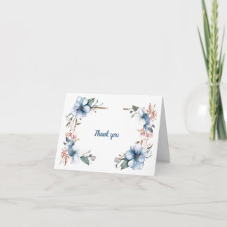 Blue Blume Lines: Hochzeit Dankeschön Card Karte
